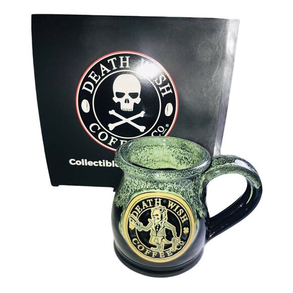 Rare Death Wish Lucky Larry Coffee Mug Collectible Deneen Pottery 2393/2500 NEW - Picture 1 of 12